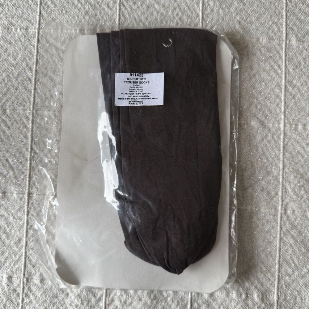 New Silkies Trouser Socks 2 Pk Dark Brown Microfiber Queen Size #911423 - Picture 3 of 4